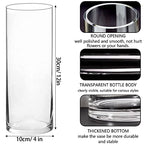 DARENYI Clear Glass Vase for Flowers, 12 inches Tall Cylinder Vase Decorative for Centerpiece, Living Room, Floating Candle, Office, Wedding or Gifts