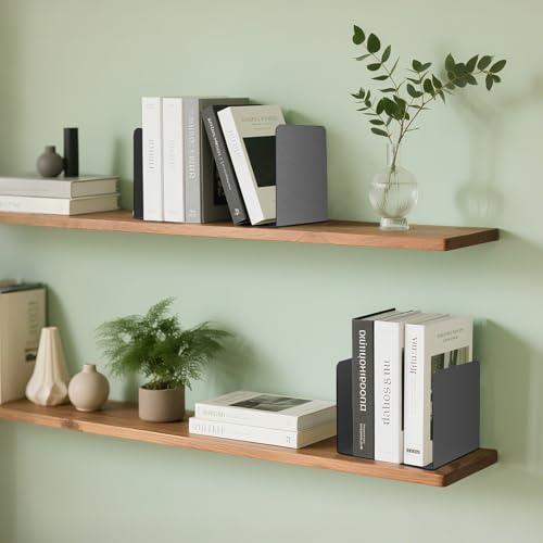 Book Ends, 8 Pieces Metal Bookend for Shelves, Bookends for Heavy Books, Book Holders for Shelves, Desk Organizers, Book Dividers for Office, School, Bookstore, Home - color: A-black-frosted Surface, size: 8 Pieces
