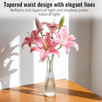 12 PCS Glass Bud Vases in Bulk, 8.5” Tall Clear Ribbed Flower Vases for Centerpieces, Textured Minimalist Small Vases for Flower, Home Office Wedding Table Decorations