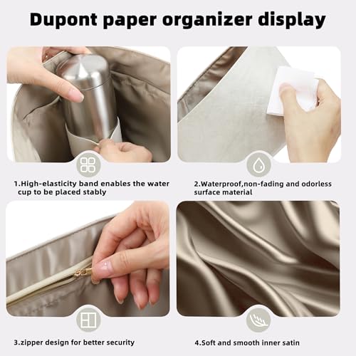 DGAZ Lightweight Purse Organizer Insert for The Row Ns Parker Tote S/M/L, Silk DupontPaper Inner Bag for Luxury Bag (Large, Gris Tourterelle) - color: Gris Tourterelle, size: Large