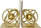 Gold Metal Bookends Set of 2, Heavy Duty Book Ends for Heavy Books, Unique Modern Geometric Ball Round Style Decorative Book Holders for Shelves Office Home Accent Decor，1 Pair/2Pieces