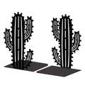 Peacoblue Metal Bookends for Shelves, Modern Decorative Heavy Duty Study Book Support Stoppers for Office, Desk, Shelf, Room 5.3"x4.3"x7.9" Cast Iron Simple Tall Bookends, 1 Pair (Cactus) - style: Cactus