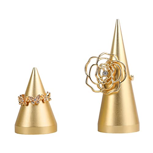 GemeShou 2pcs Gold Ring Display - Wedding Ring Holder for Nightstand, Height 2" and 3.1" - color: Gold