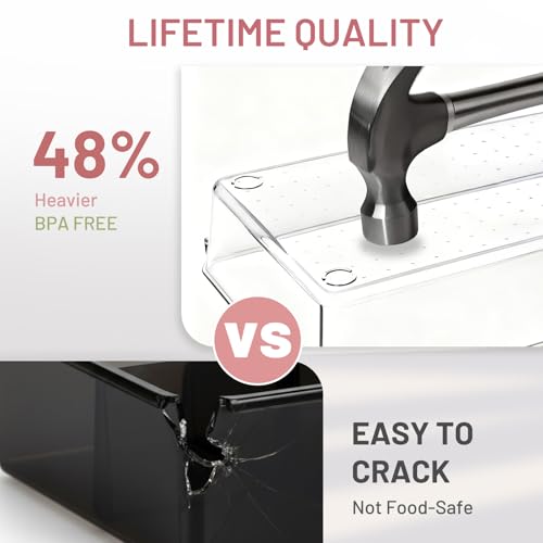 Drawer Organizer, 10 Pack Large Clear Plastic Organizer Bins 5 Sizes, Versatile Bathroom Drawer Trays, Heavy Duty Non‑Slip Drawer Dividers for Makeup, Office & Kitchen Utensils