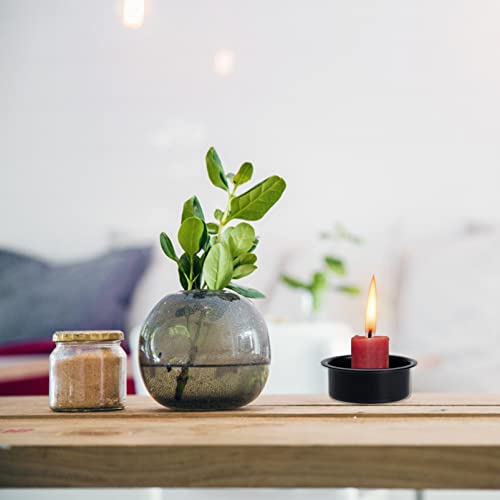Uonlytech 5pcs Tea Light Tins Cups, Black Metal Tea Light Candle Holder Empty Scented Candle Cup DIY Candle Holders for Party Wedding Table Decoration - color: Black