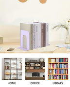 Honagu Bookends, Metal Book Ends, Bookends for Shelves, Book Holder Stopper for Heavy Books/CDs/DVDs ((1 Pair/2 Pieces, Light Purple) - color: Light Purple