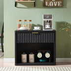 LEYAOYAO 31" Wide Fluted Nightstand with Charging Station, Oversized Extra Large 1 Drawer Night Stand with Golden Handle, Black Wood Bedside Table Tall End Tables,for Bedroom, Living Room, Hallway - color: Black, size: 1 Drawers