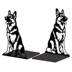 Peacoblue Metal Bookends for Shelves, Modern Decorative Heavy Duty Study Book Ends Stoppers for Office, Desk, Shelf, Room 5.3"x4.3"x7.9" Cast Iron Simple Tall Bookends 1 Pair (German Shepherd) - style: German Shepherd