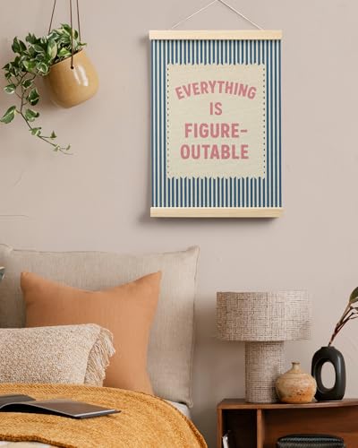 FGFK Everything Is Figureoutable Inspirational Wall Art Poster Hanger Frame, Retro Pink and Blue Positive Affirmations Canvas Prints Framed Wall Decor for Home Classroom Office, 12x16 Inch - color: Retro Postcard-Pink and Blue