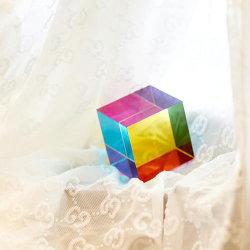 CMY Color Cube, 2.36 inch (60mm) Acrylic Multi-Color Cube Prism for Physics Education, Desktop Decoration Scientific Toys,Gifts for Kids，Fidget Toys - size: 60mm