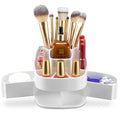 Masirs 360° Rotating Makeup Organizer – Small Acrylic Cosmetic Storage Caddy, 5 Compartments, Mini Lazy Susan for Vanity, Bathroom, Skincare, Brushes & Lipsticks, Square White - color: Square White