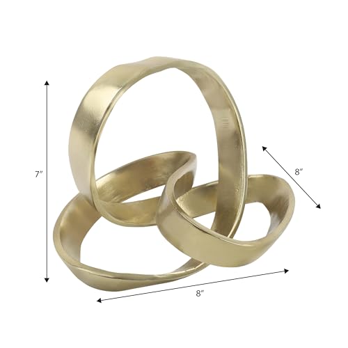 JONATHAN Y Chamberlain Abstract Ribbon Knot Sculpture, 8" x 8" x 7" Gold Aluminum Tabletop Art Decor for Bookshelf, Desk or Coffee Table, Modern Home Decoration DEC1000C - color: Gold