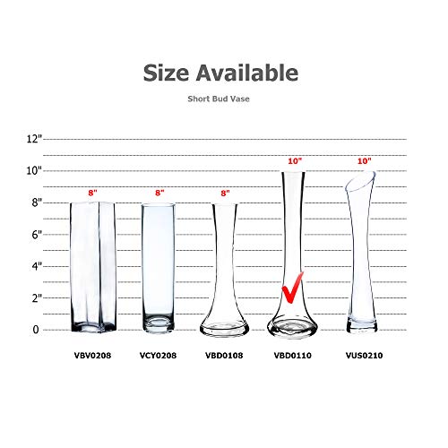 WGV Gathering Bud Vase, Width 3", Height 10", Clear Standard Concaved Hurricane Glass Floral Container Centerpiece Planter for Wedding Party Event Home Office Decor, 1 Piece - size: 3"x10"H Gathering