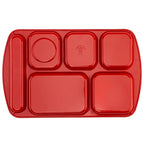 G.E.T. 6 Compartment School Cafeteria Tray, Right Handed, 10" x 15", Red (4 Pack) - color: Red, size: 10" x 15", style: 4 Pack Right Handed Trays