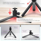 Kado Metal Portable Monitor Stand Tripod, 2-In-1 Phone/Tablet Clamp Portrait/Landscape, 100x100mm 75x75mm Wall/Arm Mount Adapater Bracket Plate, 360° Ball Head Compact for Projector, Camera and Webcam - style: Gray Black