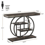 Tribesigns 41.3" Console Table, Industrial 4-Tier Sofa Table Entryway Table with Circle Base, Narrow Wood Accent Tables with Storage Shelves for Living Room, Hallway, Foyer, Charcoal Black - color: Charcoal Black