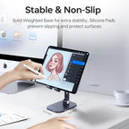 Foldable Phone Stand for Desk - Adjustable Height & Angle Cell Phone Holder, Portable Tablet Stand with Anti-Slip Base for Home, Office, and Travel, Compatible with iPhone & All 4-11" Devices (Black) - color: Black