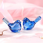 kanpura 2 Pack Glass Bird Statues Crystal Bird Figurines Handmade Modern Animal Statue Ornament for Living Room, Bedroom, Office Desktop, Cabinets(Dark Blue) - color: Blue