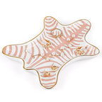 Trycooling Hand Painted Tiger Skin Ceramic Jewelry Dish Small Jewelry Rack Tray Rings Bracelets Earrings Trays Holder (Pink) - color: Pink