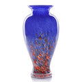 Hand Blown Glass Vase 11.8" Tall Beautiful Dark Blue Sea Wide Mouth Bud Vase for Table Centerpiece, Painted Colorful Murano Glass Flower Vases for - Home Entrance Wedding Center - color: Blue