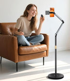 Phone Floor Stand, Cell Phone Stand with Flexible Arm for Bed, 69" Height Adjustable iPhone Stand, Stable Overhead Tripod with 360°Rotatable Phone Holder & Remote for Recording, Sofa, Desk