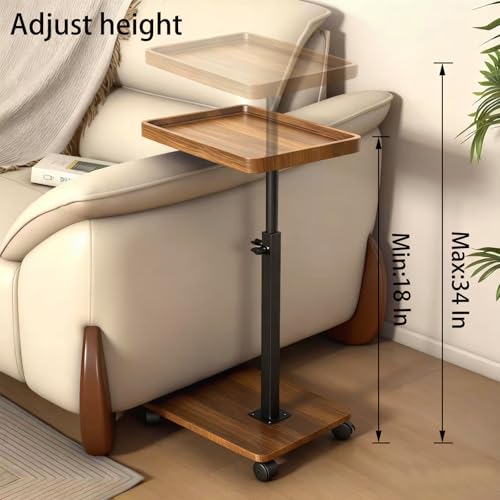 Adjustable Height Couch Tables that Slide Under Sofa, 360° Swivel Modern Tv Tray Table with Wheel, C Shaped End Table for Couch, C Table for Small Place, Perfect for Livingroom, Bedroom - style: Rectangle-Adjustablle Height