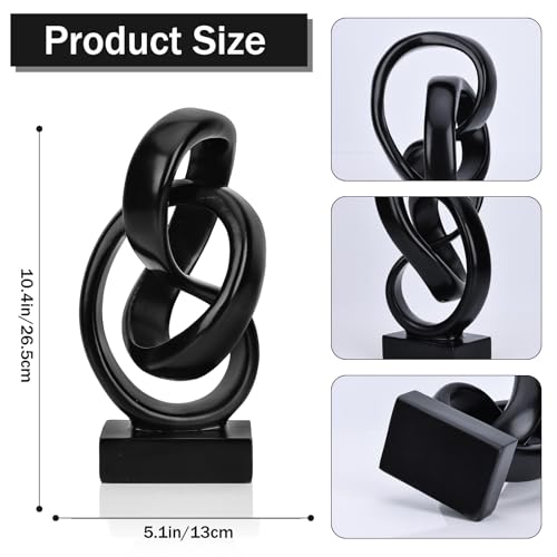 DOVDOV Abstract Black Knot Sculpture, Geometric Decor, Black Decorative Piece for Living Room Coffee Table or Bookshelf Top, Office Coffee Table or Entryway Console Decor. - color: Black