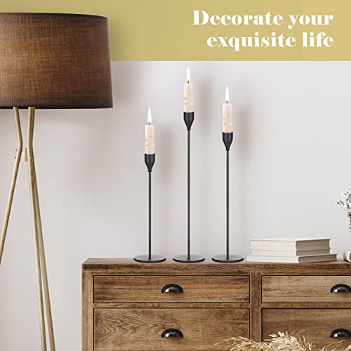 Potchen 27 Pack Black Candles Holder, 9 Sets Metal Taper Candlestick Holders Fit 0.75 Inch Thick Pillar Candles, Vintage Modern Candle Sticks Centerpiece Decor for Wedding Home Dinning Anniversary - color: Black