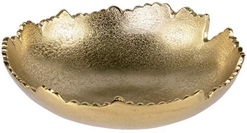 Red Co. 8.75” Gold Moon Decorative, Asymmetrical Torn, Hammered Metal Centerpiece Bowl with Sculpted Edges - color: Gold