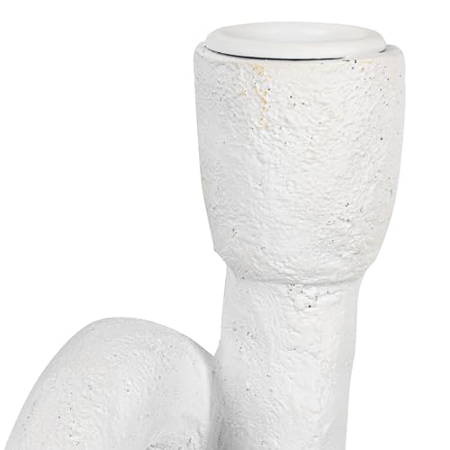 Modern Sculptural Double Taper Candle Holder, White - color: White