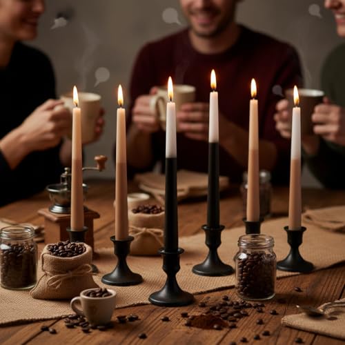 10 Inch Taper Candles Handmade Set of 6 – Unscented Tapered Candles in Brown, Candlesticks Smokeless Candle Sticks for Wedding, Home Decor, and Party Meditation - color: Gradient Blue Unscented