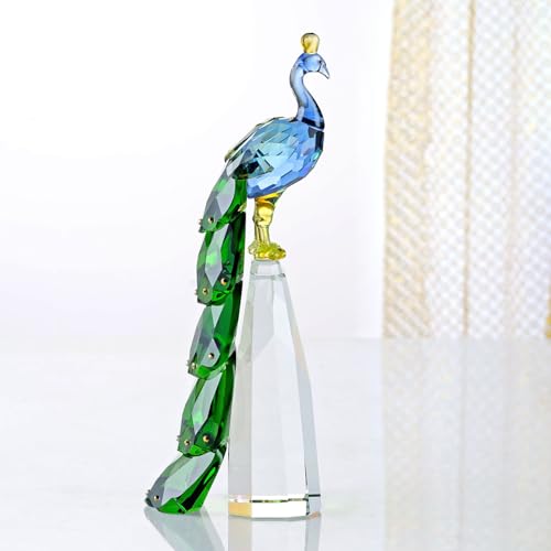 Crystal Peacock Figurine Handmade Art Animal Home Decor Statue Home Decoration