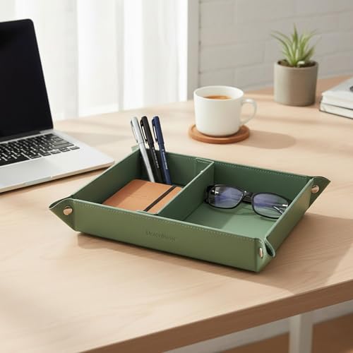 UnionBasic Medium Valet Tray, Jewelry Tray for Rings Earrings, Entryway Catchall Caddy for Coins Keys Change, Nightstand Bedside Valet Holder, Trays for Electronic Gadgets, Malachite Green Plus - color: Malachite Green, size: 9.5" x 7.9" x 2"