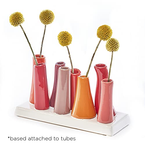 Chive - Pooley 2, Ceramic Flower Vase, 8-Tube Shape (Pumpkin) - color: Pumpkin