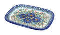 Blue Rose Polish Pottery - Garden of Blue Small Rectangular Serving Platter - 9.75" x 7" - Unique Platter for Dinner Parties, Very Durable & Dishwasher Safe