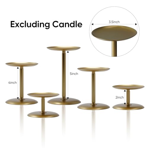 Homemory Christmas Fall Candle Holders for Pillar Candles Set of 5 (5, Gold) - color: Gold