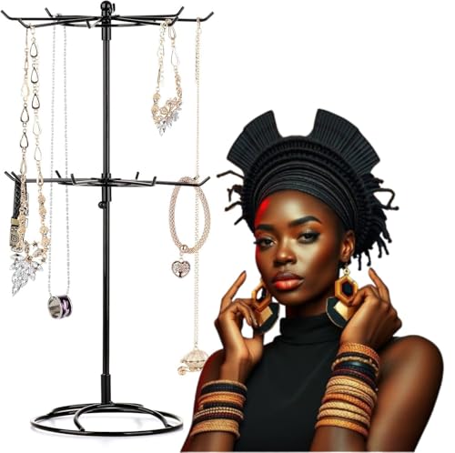 2 Tier Jewelry Display Holder,Retail Spinner Display Stand,Rotating Bracelet Storage Rack,Dressing Table,Black (2 pieces） - color: Black 2Pcs