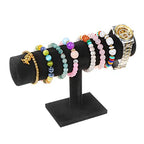 TENINYU Hovering T-Bar Bracelet Necklace Earring Bangle Pendants Anklet Tower Watch Key Jewelry Display Stand Home Organization for Women & Men (Black Velvet) - color: Black