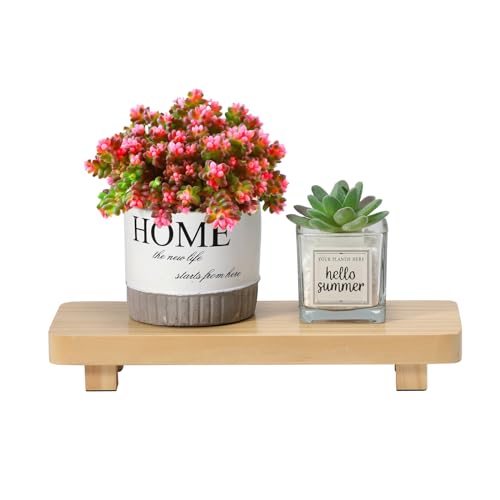 Pine Wood Riser for Home Decor, Small Plant Stands, Decorative Risers, Pedestal Stand, Rustic Wooden Trays for Kitchen Counter (10.6x3.9x1.9 inches Small)