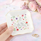 Pofily Personalized Ring Dish for Mom, Custom Jewelry Dish Holder, Ceramic Ring Holder Tray with Gold Trim, Mothers Day Gift for Mom, New Mom Gift, Engagement Gift for Her - color: Design 04