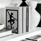 Peacoblue Metal Bookends for Shelves, Modern Decorative Heavy Duty Study Book Support Stoppers for Office, Desk, Shelf, Room 5.3"x4.3"x7.9" Cast Iron Simple Tall Bookends, 1 Pair (Ballerina) - style: Ballerina