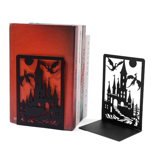 Book Ends, Bookends, Book Ends for Shelves, 1 Pair Non Skid Metal Book Divider Decorative Holder, Abstract Art Desgin Book Stopper Supports for Office, Home (Dragon B) - color: Dragon B