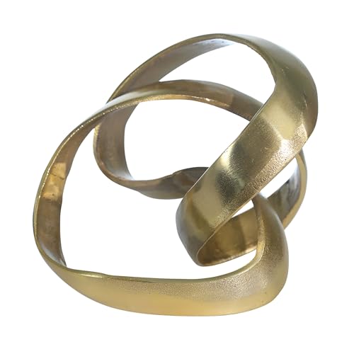 Metal Decorative Object – Minimalist Shelves & Coffee Table Decor – Aluminum Knot Sculpture Modern Home Decor for Office, Bedroom & Living Room – 8" x 7", Gold - color: Gold