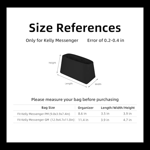 DGAZ Silk Purse Organizer Insert Fits Hermes Kelly Messenger Bags，Silky Smooth Bag Organizer，Luxury Handbag & Tote Shaper(Kelly Messenger PM,Black) - color: Black, size: Kelly Messenger PM
