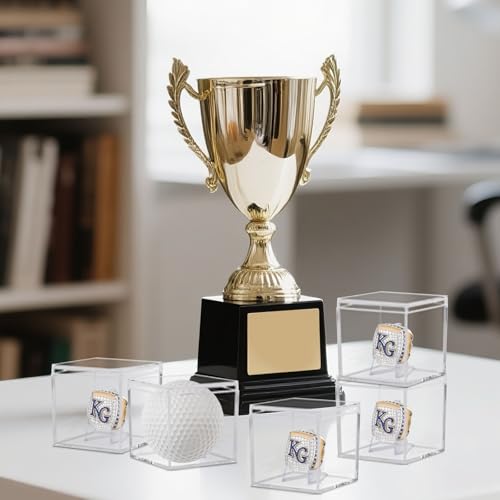 15 Pack Championship Ring Display Case Clear Acrylic Case Display Box for Sports Baseball Basketball Softball Golf Single Ring Coin Holder Stand, 2.16 Inch - size: 15 Pack