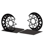Peacoblue Metal Bookends for Shelves, Modern Decorative Heavy Duty Study Book Support Stoppers for Office, Desk, Shelf, Room 5.3"x4.3"x5.1" Cast Iron Simple Tall Bookends, 1 Pair (Moon and Star) - style: Moon and Star