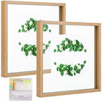 MUYE 10x10 Floating Frame Set of 2,Double Glass Square Photo Frame,Display Any Size Photo up to 10x10,Wall Mount or Tabletop Standing,Natural - color: Natural, size: 10x10
