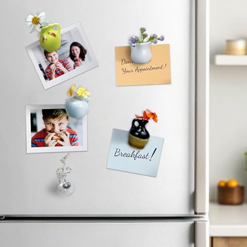 Mini Ceramic Vase Magnets for Fridge, Flower Vase Refrigerator Magnet, Tiny Magnetic Vases Decorative, Cute Kitchen Decor for Her, Mother’s Day, Birthday, Housewarming (5pc) - color: 5pc