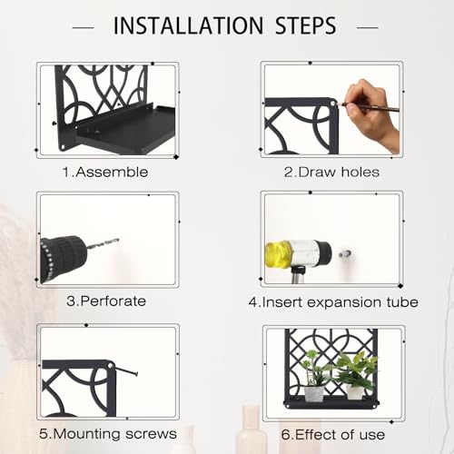 OYEFLY Metal Wall Candle Holder,Black Farmhouse Rustic Wall Art Decor (Style 1, Large) - size: Large