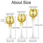 Glass Tealight Candle Holder: Gold Mercury Votive Holders 9/10/12 Inch Tall Long Setm Floating Candle Holders for Christmas Dining Table Centerpiece Wedding Party Set of 3 - color: Gold